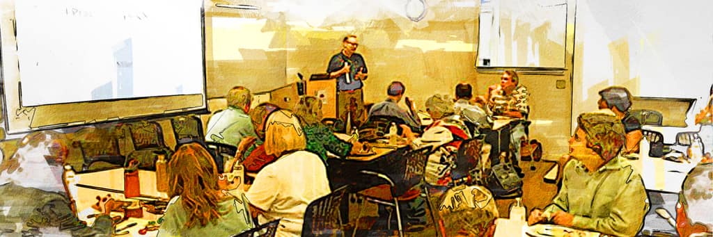 Painterly illustration of a regional planning workshop